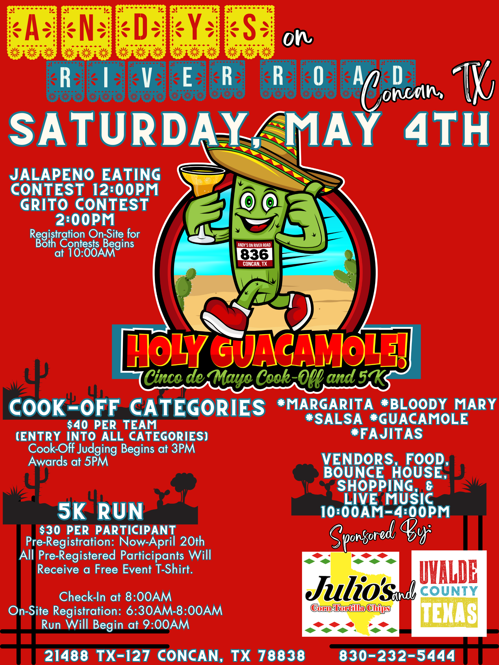 Art for Holy Guacamole Cinco De Mayo Cook Off and 5K by Andy's On River Road