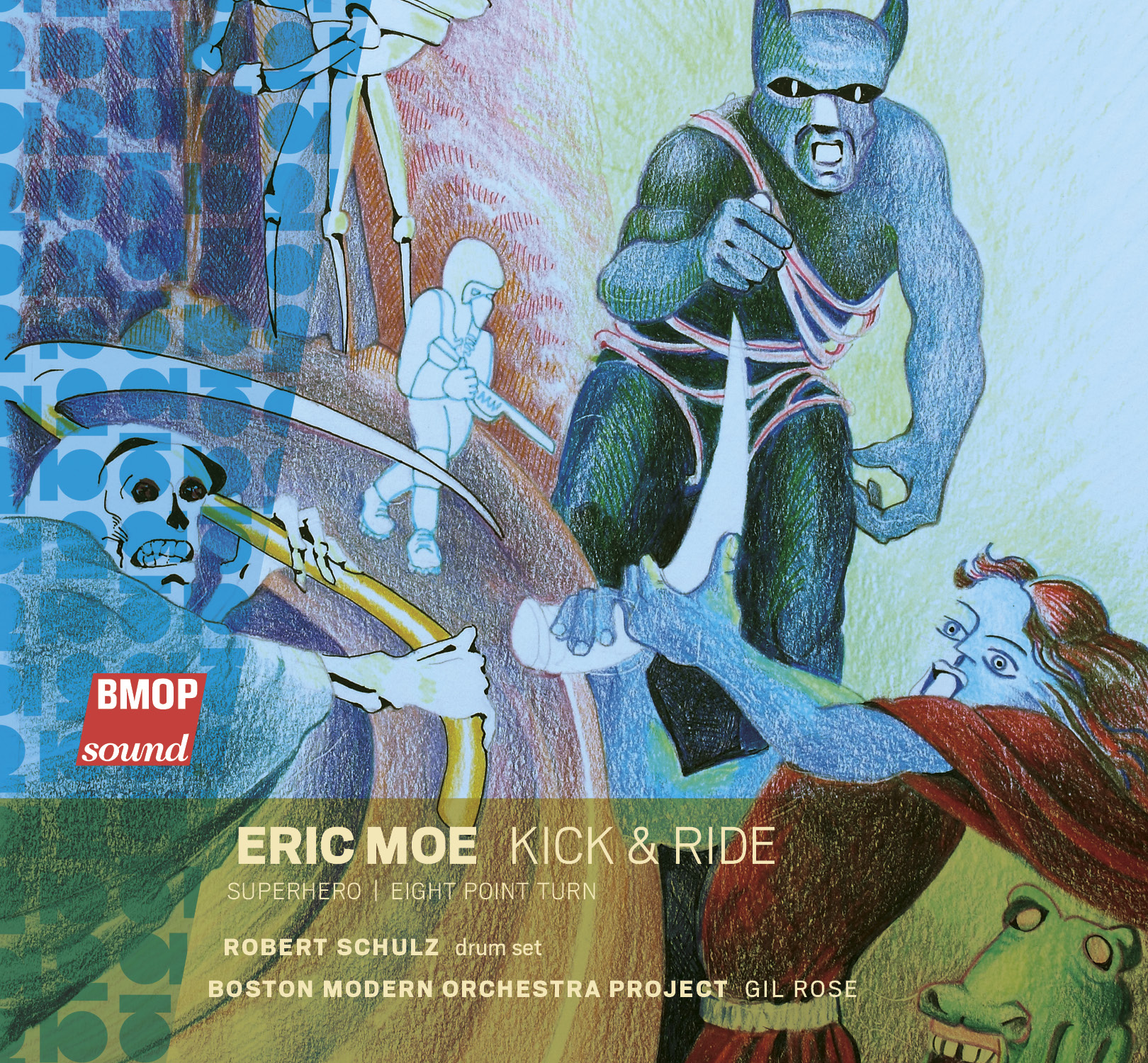Art for Kick & Ride - II. Slipstream by Eric Moe by Robert Schulz, drum set