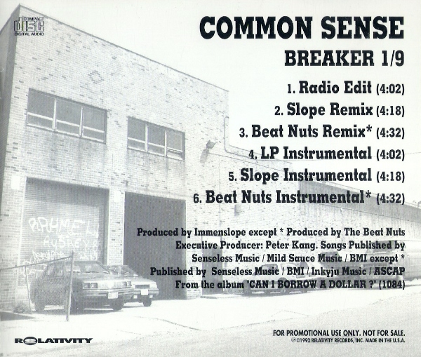 Art for Breaker 1-9 (Beat Nuts Instrumental) by Common Sense